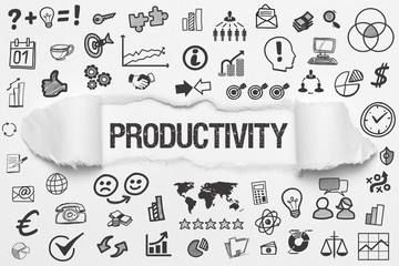 Productivity / weißes Papier mit Symbole