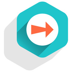 Flat arrow sign round icon hexagon button