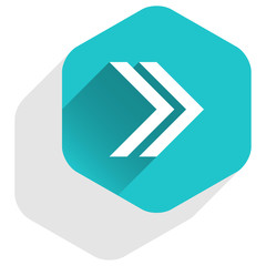 Arrow sign hexagon icon flat long shadow style