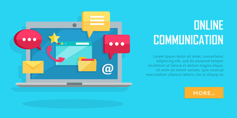 Online Communication Conceptual Banner. Laptop