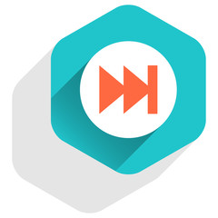 Arrow sign last or first icon flat hexagon button