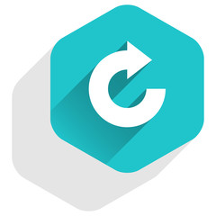 Flat arrow sign reset icon hexagon button