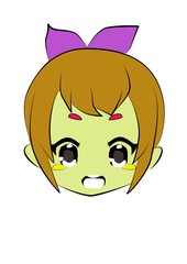 Kid Girl expression with green hair