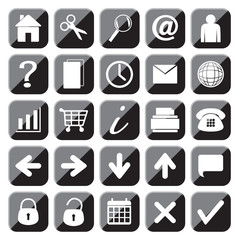 25 Black Web Button Icons Set