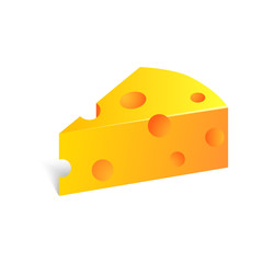 Realistic piece of cheese isolated on white background. vector
