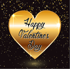 Golden Heart Sparkling Happy Valentine's Day