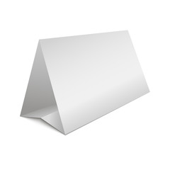 Blank paper horizontal triangle table ten cards on white background with shadow. Vector