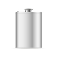 Realistic metal hip flask . Vector illustration