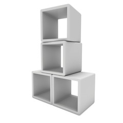 Obraz premium Product display boxes. 3D render isolated on white. Platform or Stand Illustration. Template for Object Presentation.