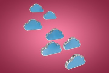 Composite image of blue cloud shapes over white background 3d