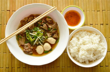 braised pork stew and spicy chili sauce eat couple with rice