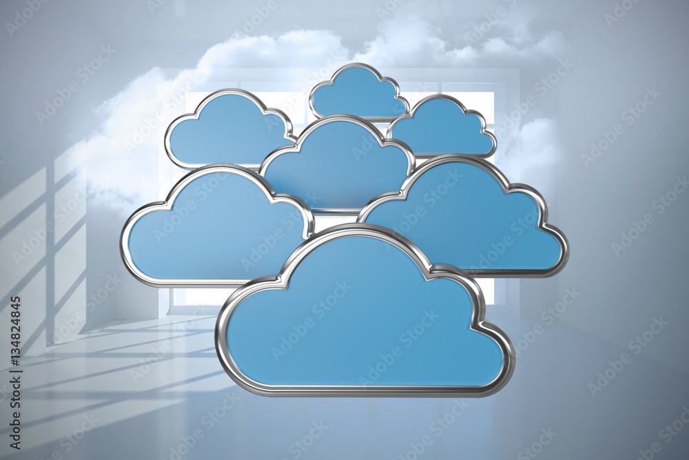 Poster composite image of digitally generated image of cloud shapes 3d