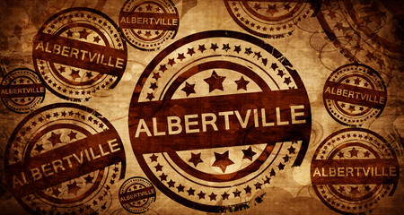 albertville, vintage stamp on paper background
