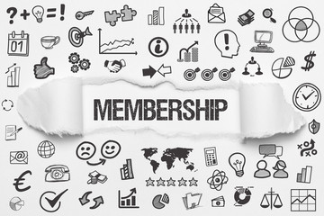 Membership / weißes Papier mit Symbole