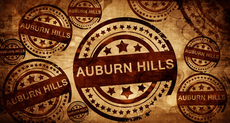 auburn hills, vintage stamp on paper background