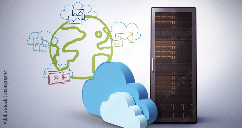 Poster composite image of digitally generated image of cloud shapes 3d