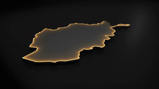 Seamless looping 3D animation of the map of Afghanistan including 2 versions and alpha matte