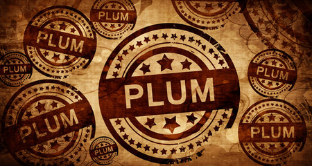 plum, vintage stamp on paper background