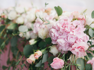 Fototapeta na wymiar floristics composition, pink hydrangea