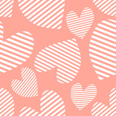 Seamless vector pattern with hearts. Background with hand drawn ornamental symbols. Template for wrapping, decor, surface, cards, backgrounds, textile, print. Decorative repeat ornament.