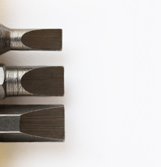 metal screwdriver tool macro view in studio straight edge tip dr