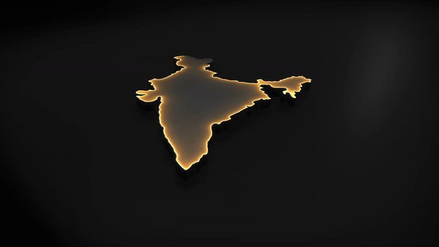 Seamless looping 3D animation of the map of India including 2 versions and alpha matte