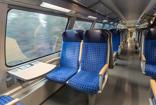 Emtpy interior of the train for long and short distance in Europe
