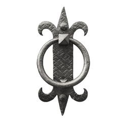  Details of an ancient Italian door, isolated on white background. Clipping path included, antique effect (sepia).