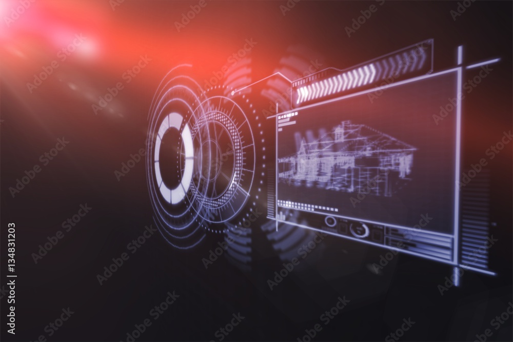 Poster digitally generated image of device interface with graphs 3d