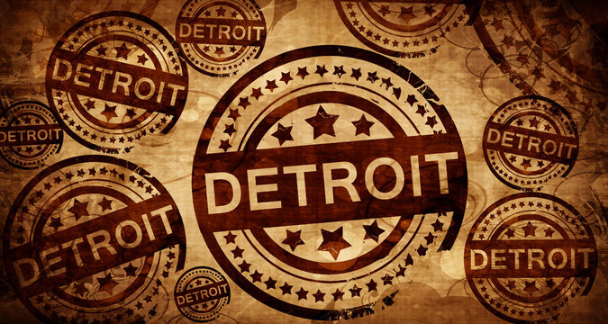 Detroit, Vintage Stamp On Paper Background