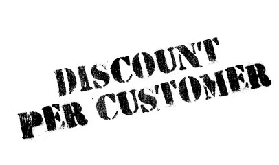 Discount Per Customer rubber stamp. Grunge design with dust scratches. Effects can be easily removed for a clean, crisp look. Color is easily changed.