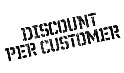 Discount Per Customer rubber stamp. Grunge design with dust scratches. Effects can be easily removed for a clean, crisp look. Color is easily changed.