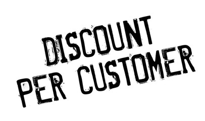 Discount Per Customer rubber stamp. Grunge design with dust scratches. Effects can be easily removed for a clean, crisp look. Color is easily changed.