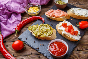 Baguette for breakfast on table