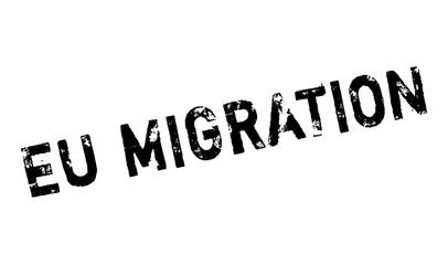 Eu Migration rubber stamp. Grunge design with dust scratches. Effects can be easily removed for a clean, crisp look. Color is easily changed.