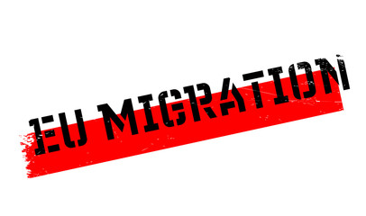 Eu Migration rubber stamp. Grunge design with dust scratches. Effects can be easily removed for a clean, crisp look. Color is easily changed.