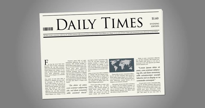 A spinning into view newspaper with copy space left for your message.