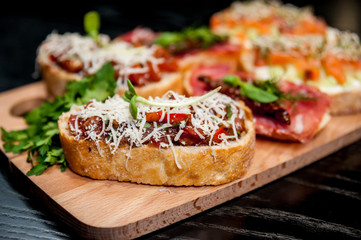 Sandwiches with meat and vegetables