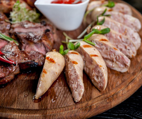 Sliced meat with sauce