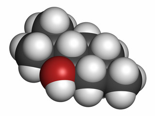 Menthol molecule, 3D rendering. 