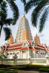 Beautiful White Buddhagaya Pagoda in Wat Yannasang Wararam Buddhist Temple at Pattaya city,...