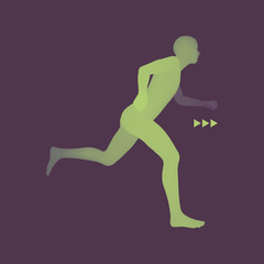 Fototapeta na wymiar 3d Running Man. Design for Sport. Human Body Model.