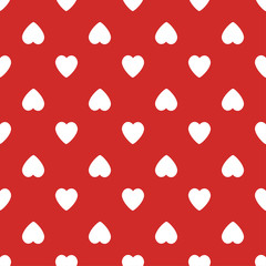 Seamless pattern with hearts. Valentines Day vector background. White on red.