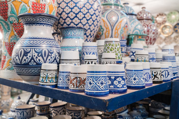 Handcrafts shot at the market in Morocco
