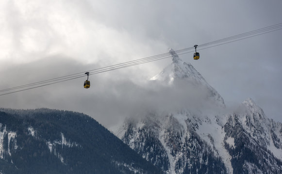 One of elevators in a ski resort of a valley of Zillertal - Mayrhofen, Austria