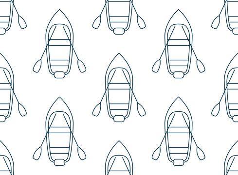 Seamless pattern made of cartoon boats top view