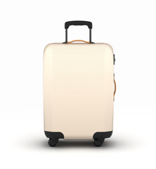 Suitcase on wheels isolated on white background 3d