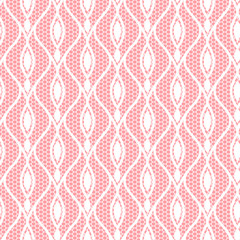 Seamless white lace pattern on pink background
