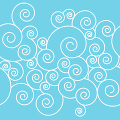 Seamless swirl border in sea colors