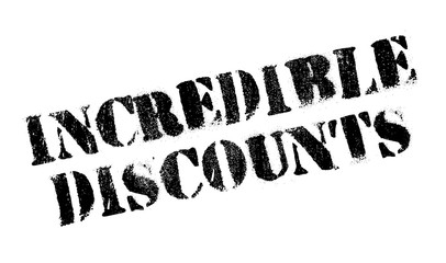 Incredible Discounts rubber stamp. Grunge design with dust scratches. Effects can be easily removed for a clean, crisp look. Color is easily changed.